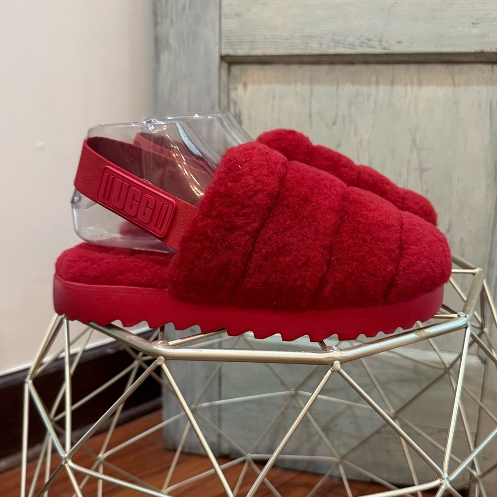 UGG Red Fluffita Quilted Slide Slippers